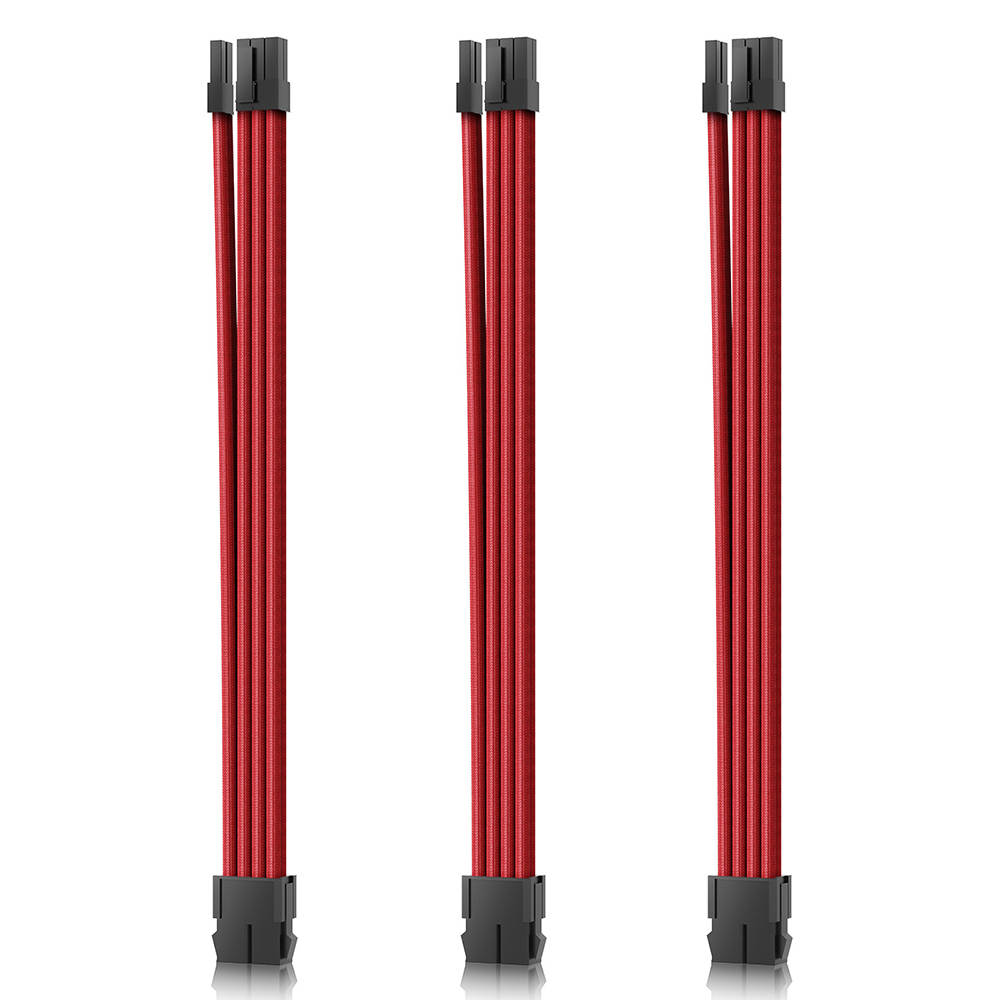 Zestaw kable Przedłużaczy 8 PIN (6+2) 3 KIT AsiaHorse 18 AWG Czerwone do karty graficznej GPU