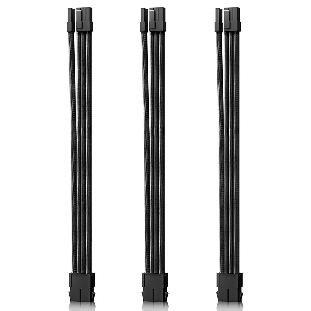 Zestaw kable Przedłużaczy 8 PIN (6+2) 3 KIT AsiaHorse 18 AWG Czarne do karty graficznej GPU