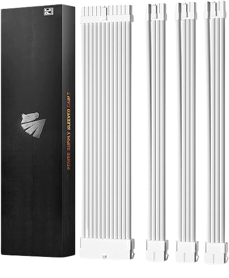 asiahorse-4kit-all-white-18awg-sleeved-przedłużacze