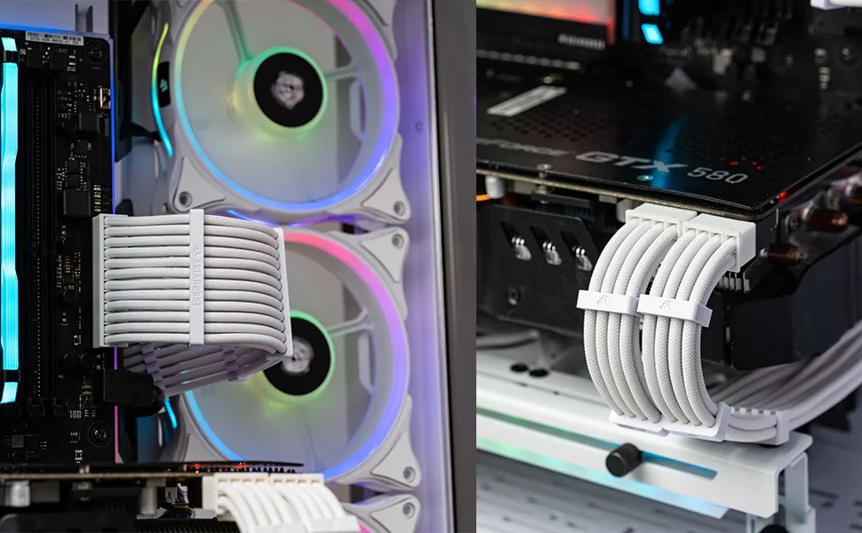 asiahorse-4kit-all-white-18awg-sleeved-przedłużacze