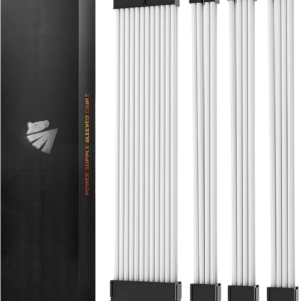 asiahorse-4kit-all-white-18awg-sleeved-przedłużacze