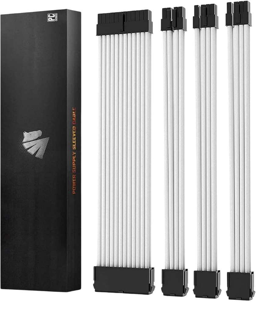 asiahorse-4kit-all-white-18awg-sleeved-przedłużacze