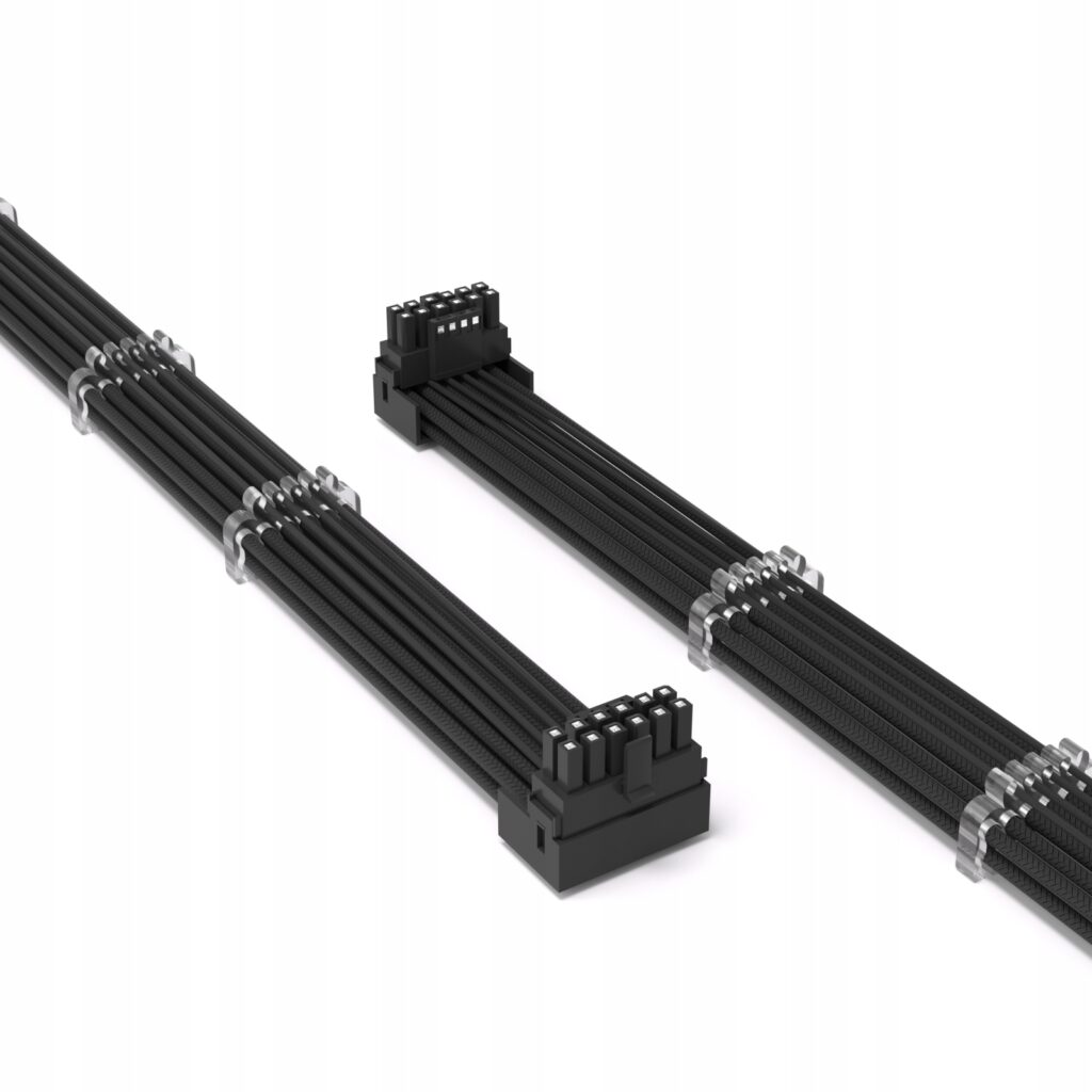 Przedłużacz przewód kątowy 90 stopni 12VHPWR TYP B 12+4 Pin 16 AWG Czarny QingSea