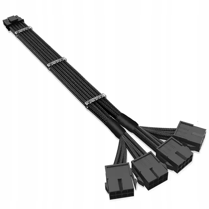 Adapter przejściówka Przedłużacz 4*8 PIN 6+2 PIN 12VHPWR 600W 16 AWG QingSea