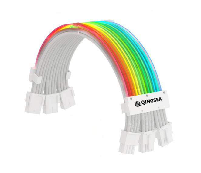 Kabel Przedłużacz ARGB przewód do zasilacza biały 3*8(6+2) Pin GPU Karta graficzna