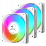 Zestaw 3 wentylatorów 3w1 do komputera 120mm UpHere Białe ARGB 6 PIN NT1206