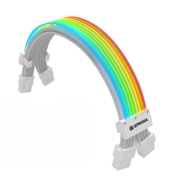 Kabel Przedłużacz ARGB przewód do zasilacza biały 2*8(6+2) Pin GPU Karta graficzna