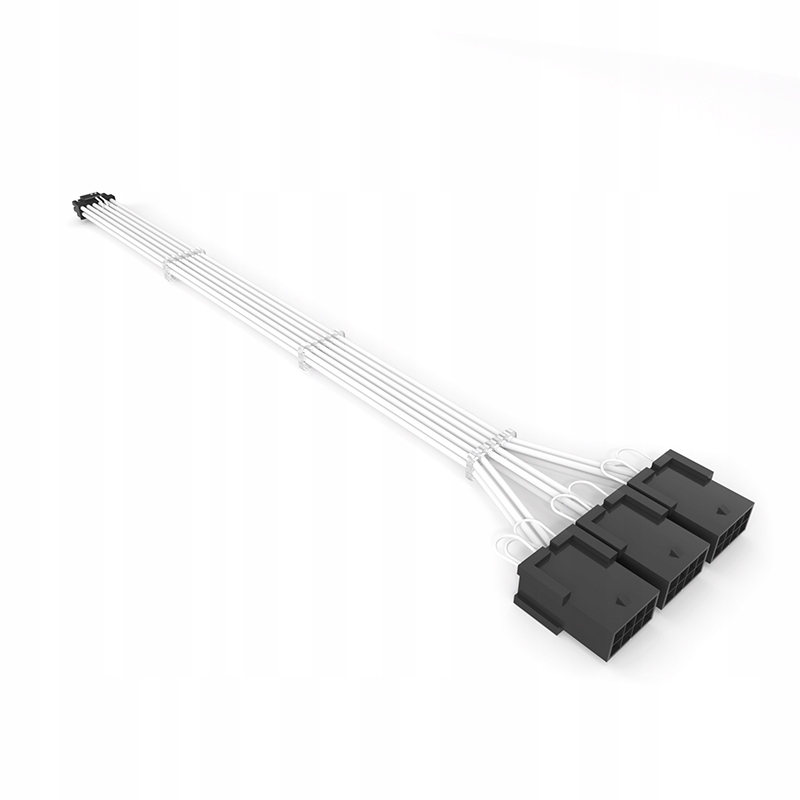 Adapter przejściówka Przedłużacz 3*8 PIN 6+2 PIN Biały 12VHPWR 600W 16 AWG QingSea