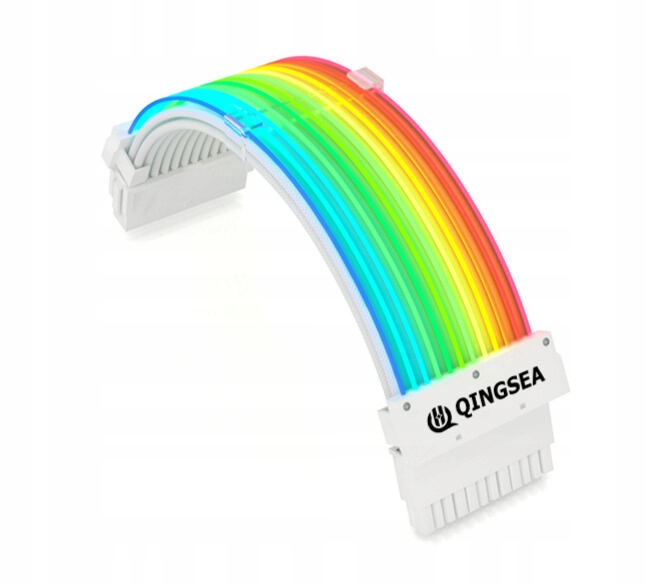 Przedłużacz kabel ARGB przewód do zasilacza biały 24 Pin CPU Płyta główna