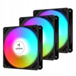 Zestaw 3 wentylatorów 3w1 do komputera 120mm Czarne UpHere ARGB 6 PIN NK1206 ARGB