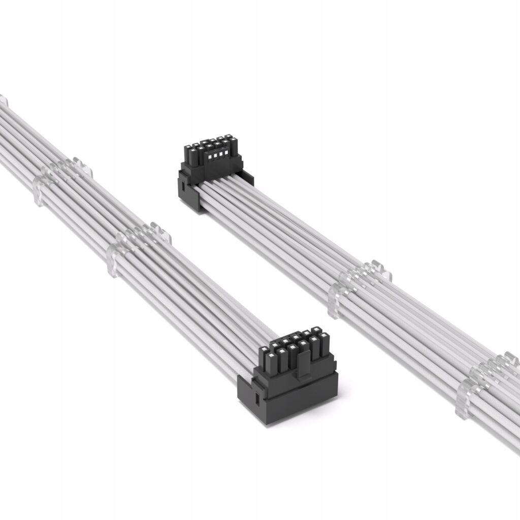 Przedłużacz przewód kątowy 90 stopni 12VHPWR TYP B 12+4 Pin 16 AWG Biały QingSea