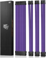 Zestaw przedłużaczy kabli do zasilacza ATX 4 KIT Fioletowe 18 AWG AsiaHorse Sleeved